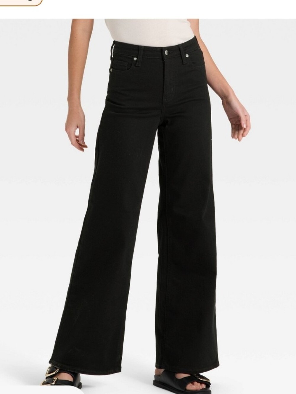 Women's High-Rise Wide Leg Jeans - Universal Thread Black Wash Size 10 Regular